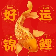 红色大气古风红色锦鲤高考锦鲤好运封面次图