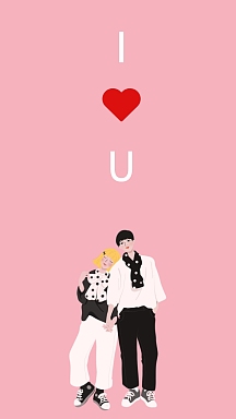 我爱你卡通粉色情侣手机壁纸