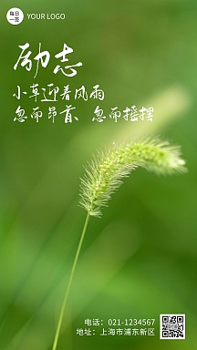 早安日签海报企业商用奋斗主题小草精神日签摄影图海报找不到模板?