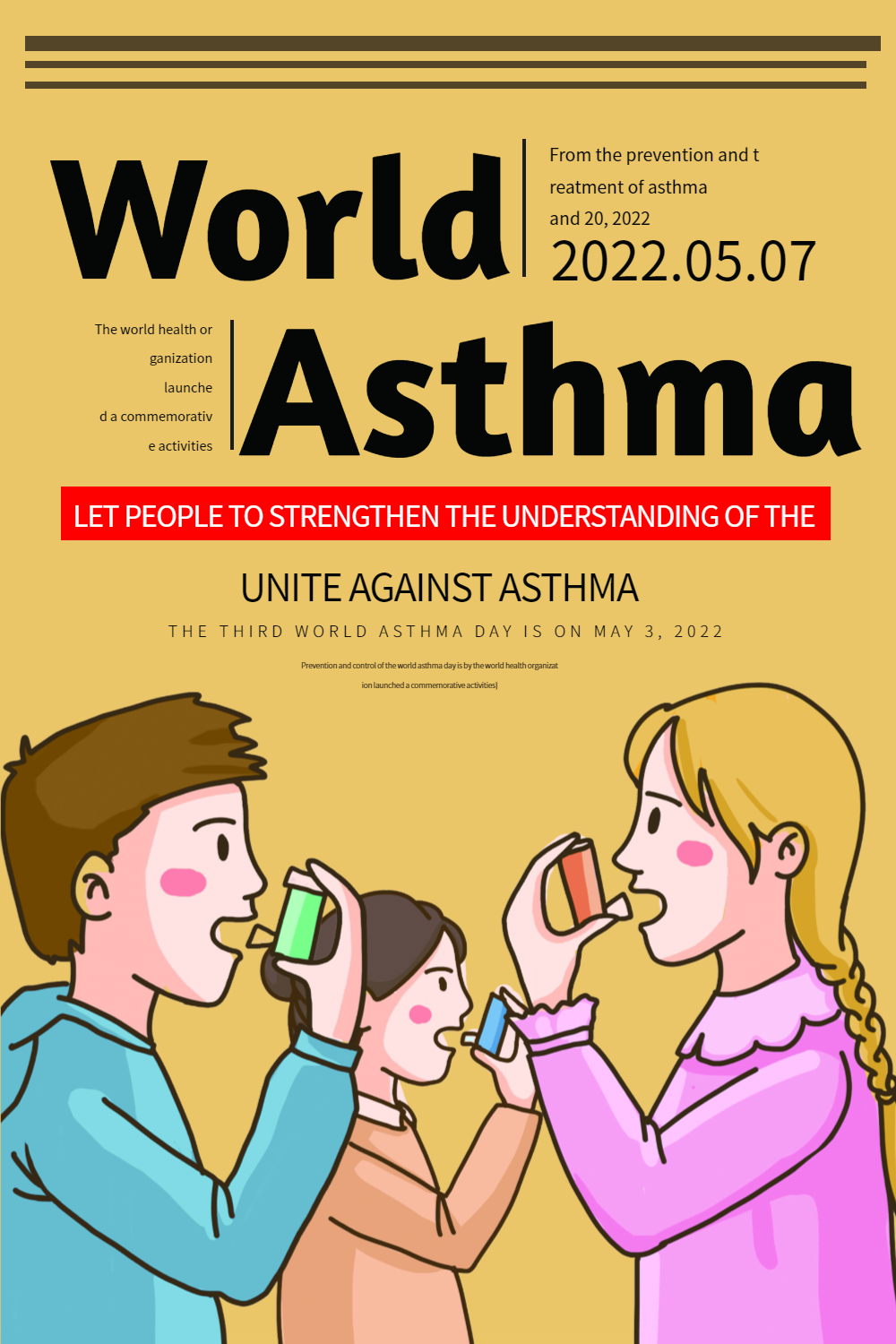 纯英文世界哮喘日宣传海报