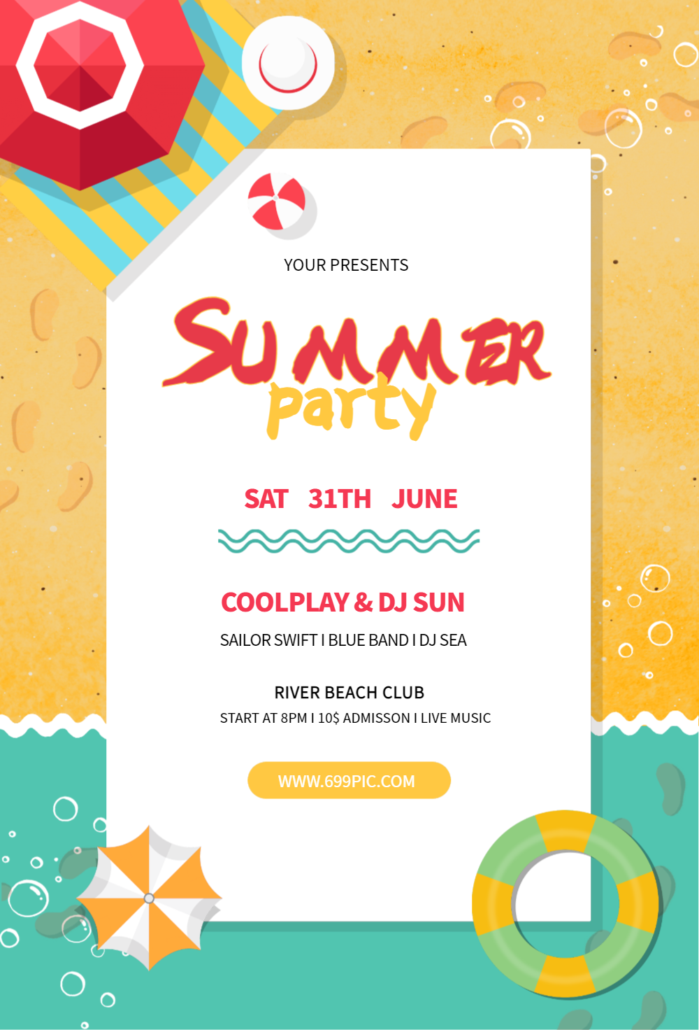 夏季海滩英文海报