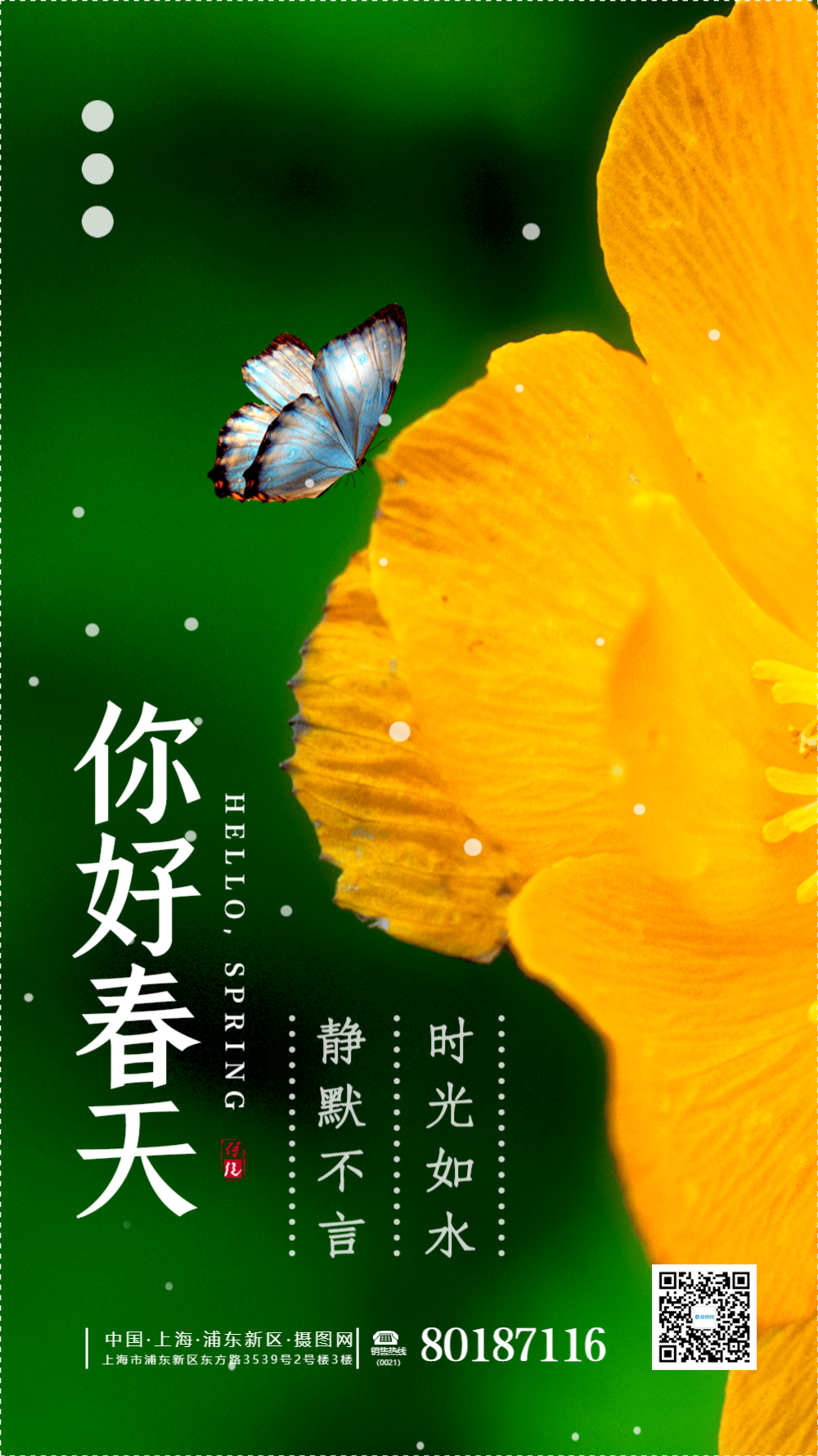 清新简约文艺你好春天摄影图海报