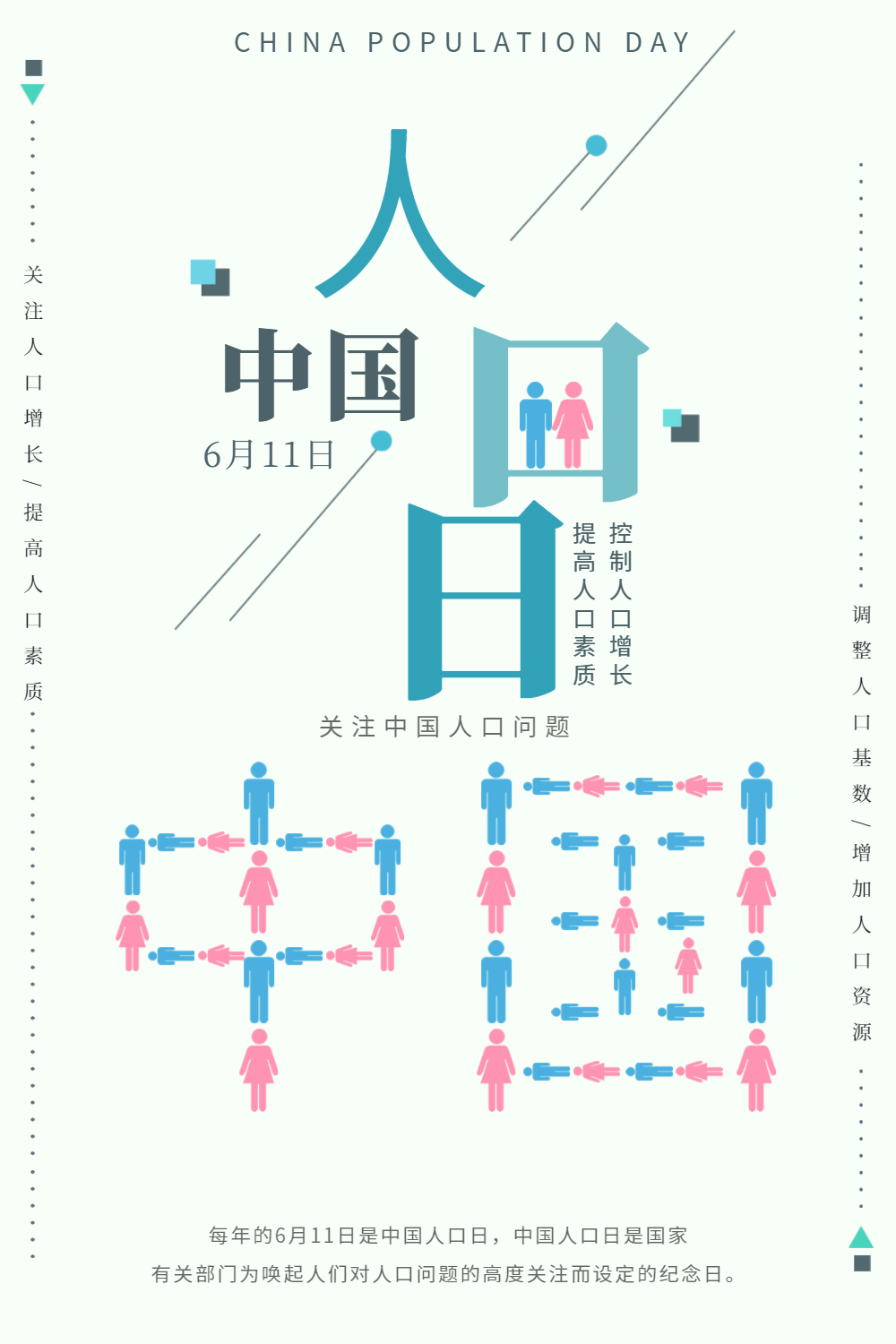 中国人口日公益宣传海报