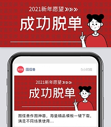 红色 新年愿望  早日脱单 简约