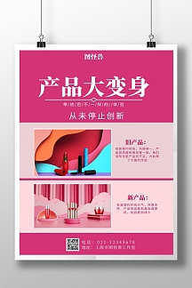 产品新旧对比红色简约竖版海报