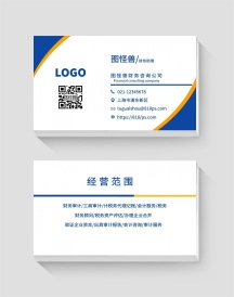 财务公司名片模板蓝白色简约商务风格