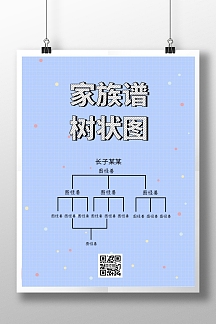 家族谱树状图简约创意印刷海报