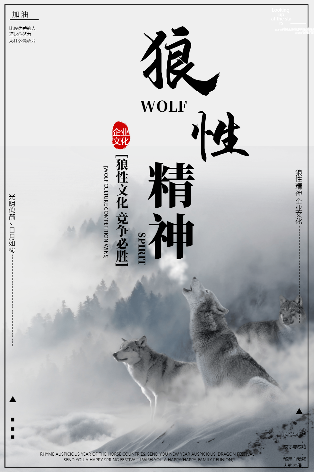 狼性精神企业文化海报