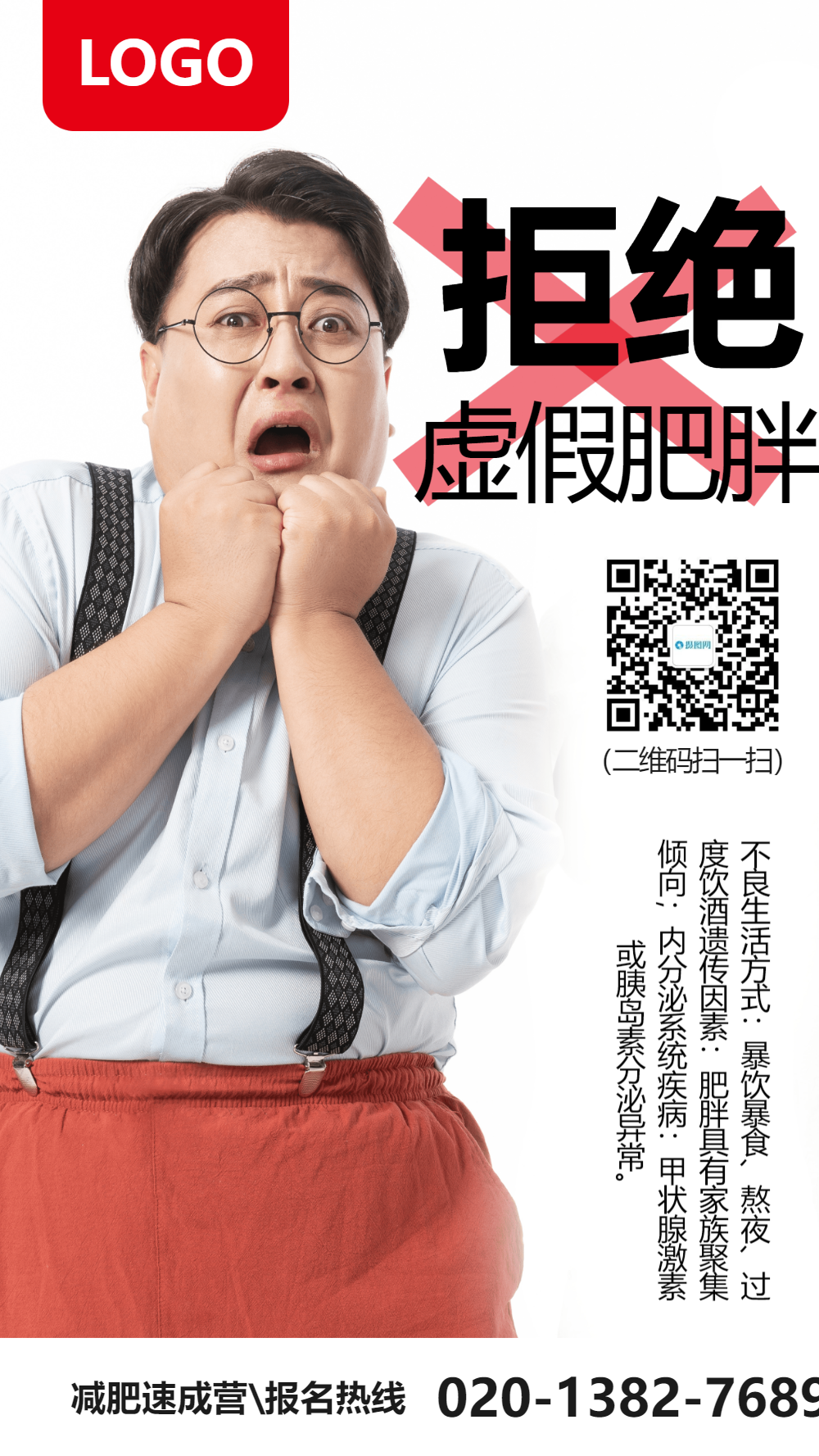 拒绝虚假肥胖摄影图海报